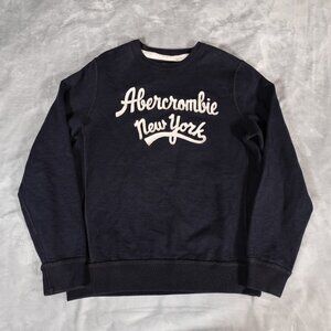 Abercrombie And Fitch New York Script Sweatshirt Mens M Slim Fit Blue
